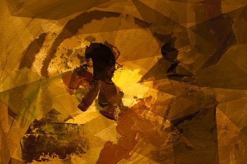 Gouden hoop. Abstracte kunst in goud, geel, terra en messing.