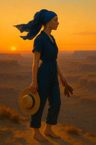 Sonnenuntergang Abenteuer Mädchen mit Perlenohrring