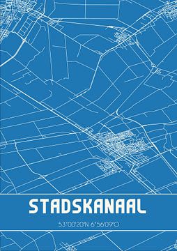 Blauwdruk | Landkaart | Stadskanaal (Groningen) van MijnStadsPoster