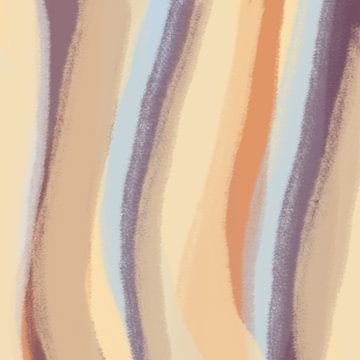 Modern abstract. Penseelstreken in beige, terra, blauw en violet van Dina Dankers