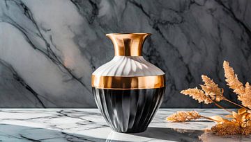 Vase with gold black by Mustafa Kurnaz