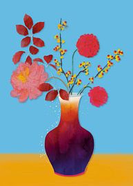Fleurs sur vase coloré sur Angela Peters
