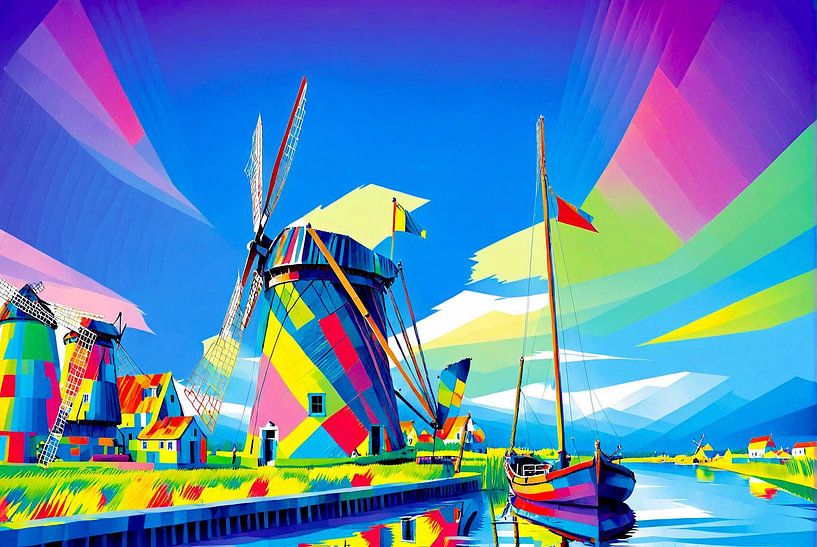 Hollandse molens 4 (modern art) van Hans Levendig (lev&dig fotografie)