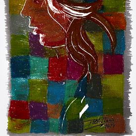 Portrait coloré d'une femme sur Pim Klabbers