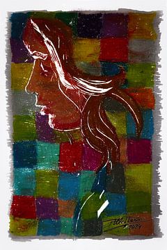 Portrait coloré d'une femme