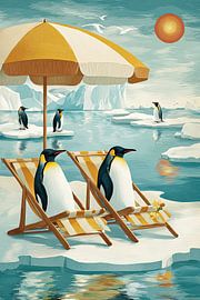 Antarktis-Kreuzfahrt-Überraschung - Humorvolles Retro-Reiseposter von BowiScapes – Kunst und urbane Wandgestaltung