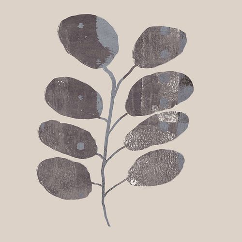 Florale silhouetten. Bladeren in taupe en wit.