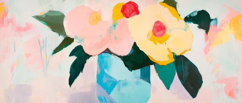 Bunte Blumenstillleben in Vase von Poster Art Shop