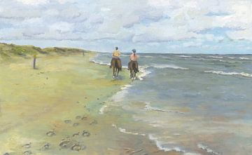 Paardrijden op strand van Yvon Schoorl