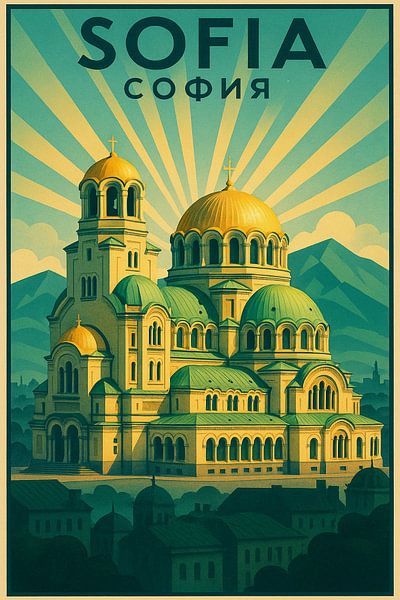 Sofia Alexander Nevski Kathedraal - Iconische Gouden Koepels Poster van Travel Shop