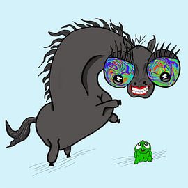 Paard met schildpad by Monique Schilder