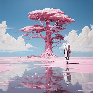 De man en de roze boom van Art Lovers