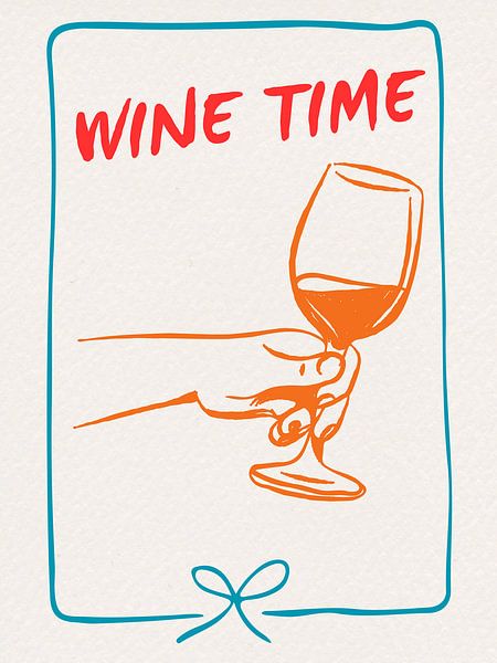 Wine Time Minimalist Line Art Poster by taufid hidayat