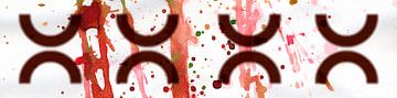 Scandinavische Regenboog Geometrie Panorama Rood van Mad Dog Art