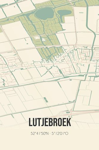 Vintage landkaart van Lutjebroek (Noord-Holland)