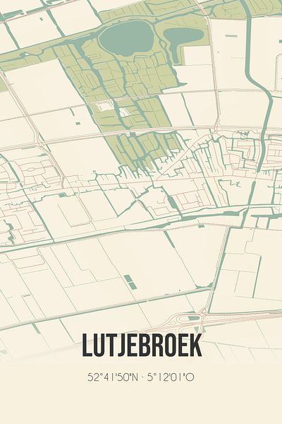 Alte Landkarte von Lutjebroek (Nordholland) von Ortsdrucke