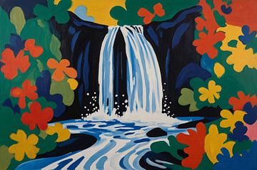 Wasserfall im Stil von Henri Matisse von De Muurdecoratie