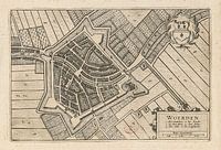 Alte Karte von Woerden aus der Zeit um 1652.