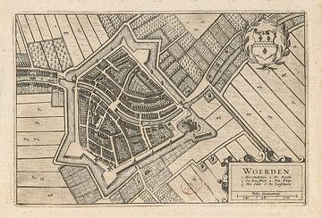 Oude kaart van Woerden van omstreeks 1652. van Gert Hilbink
