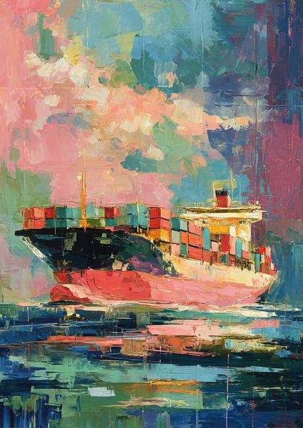 Impressionistisch vrachtschip op zee van Niklas Maximilian