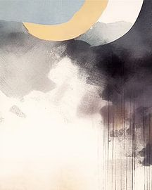 Moderne Abstraktion in Weiß, Gold, Schwarz und Blau von Studio Allee