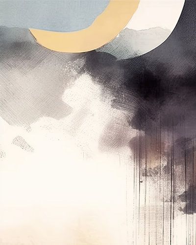 Moderne Abstraktion in Weiß, Gold, Schwarz und Blau