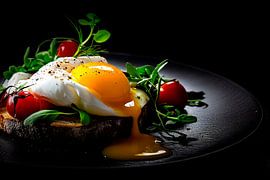 Poached egg on a bed of colourful salad by Poster Art Shop