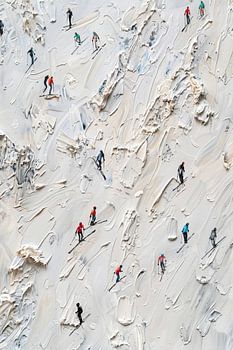 Skiërs op een helling met structuur