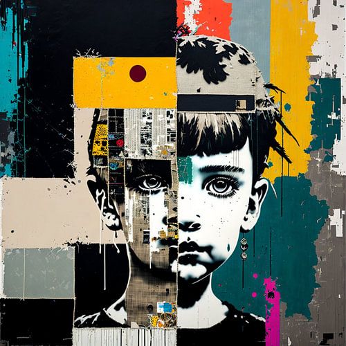 Street Art Little Girl Collage - 02