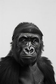 Gorilla portrait in black and white by Poster Art Shop