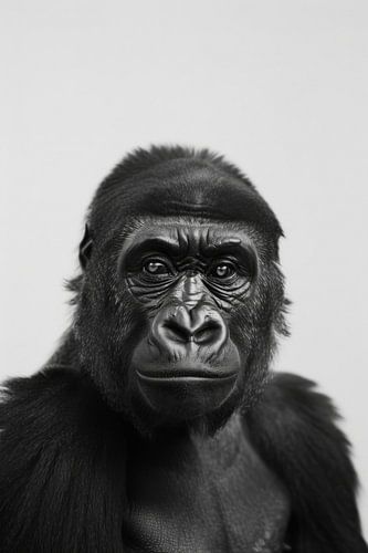 Gorilla-portret in zwart-wit