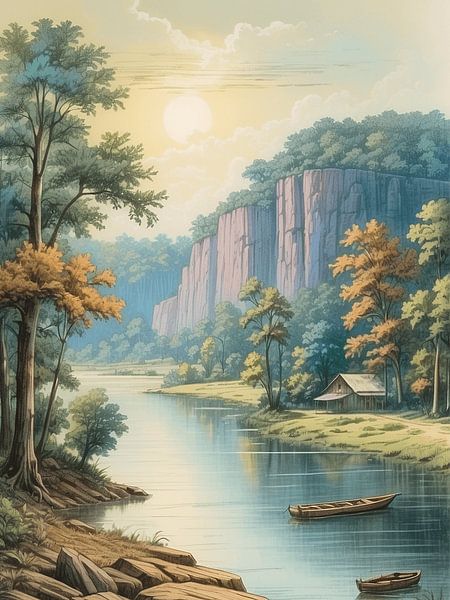 Rustige rivier retraite van Artistic