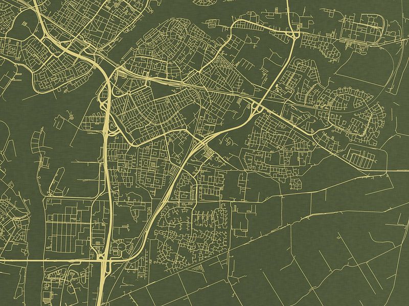 Map of Dordrecht in Green Gold by De Kaartenwinkel