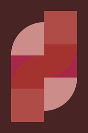 Abstrakte geometrische Kunst im Retrostil in rosa, terra, braun Nr. 1 von Dina Dankers