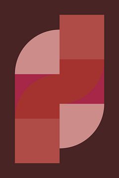 Abstracte geometrische kunst in retrostijl in roze, terra, bruin nr. 1 van Dina Dankers