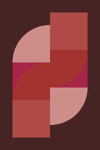 Abstracte geometrische kunst in retrostijl in roze, terra, bruin nr. 1