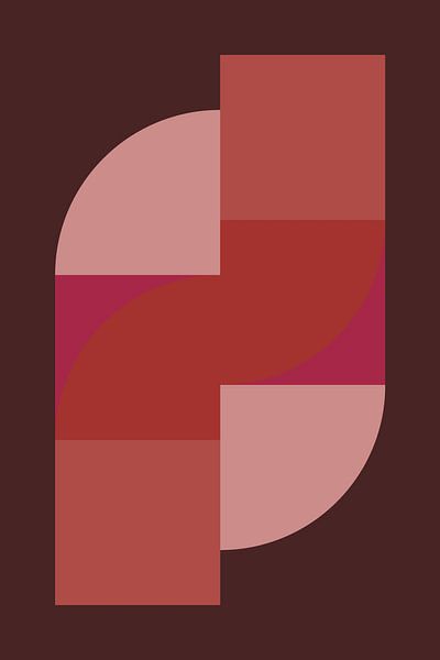 Abstract geometric art in retro style in pink, terra, brown no. 1 by Dina Dankers