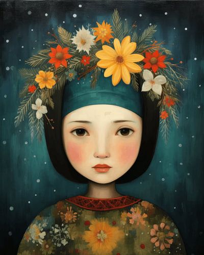 Portrait dans l'ambiance de Noël, illustration