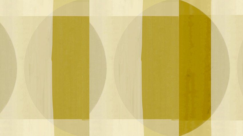 Mid Eeuw Bauhaus Vormen Goud Oker (gezien bij vtwonen) van <span class="secondary-font">FRESH Fine Art</span>
