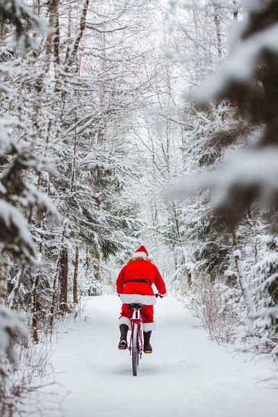 Father Christmas bike by Poster Art Shop