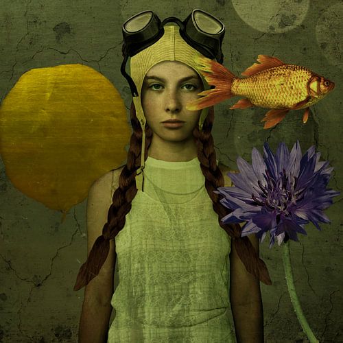 Bonnet de bain Vintage Beauty Gold/Fish/Flower