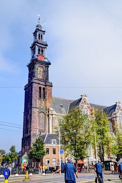 Westerkerk Amsterdam met fietser