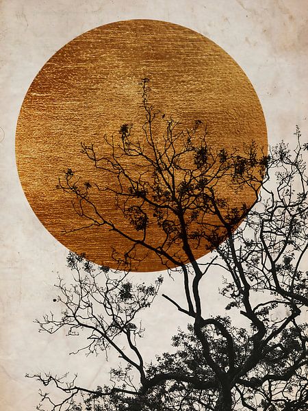 Japanische Kunst: Atmosphärische Collage Golden Sun von Studio Pieternel