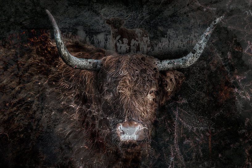 Scottish highlander digital painting by Steven Dijkshoorn