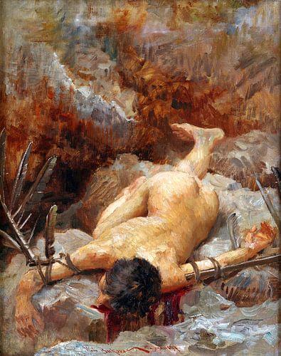 Vlaho Bukovac, Ikarus auf den Felsen, 1897