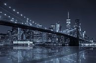 Brooklyn Bridge reflection met Skyline van Manhattan van Jan van Dasler thumbnail
