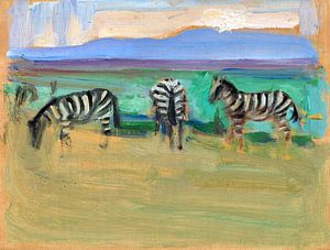 Zebras, Akseli Gallen-Kallela, 1909 van Atelier Liesjes