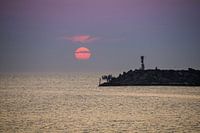 Sunset at the pier in Hvide Sande
