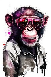 Monkey in pink by Poster Art Shop