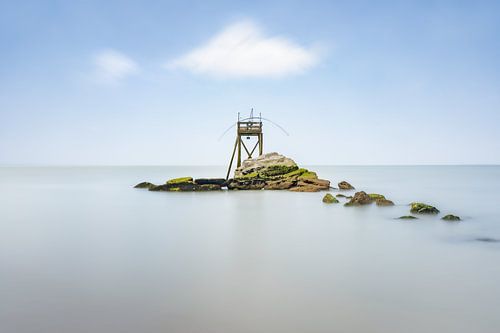 Fischerhütte bei Ebbe, Loire-Atlantique